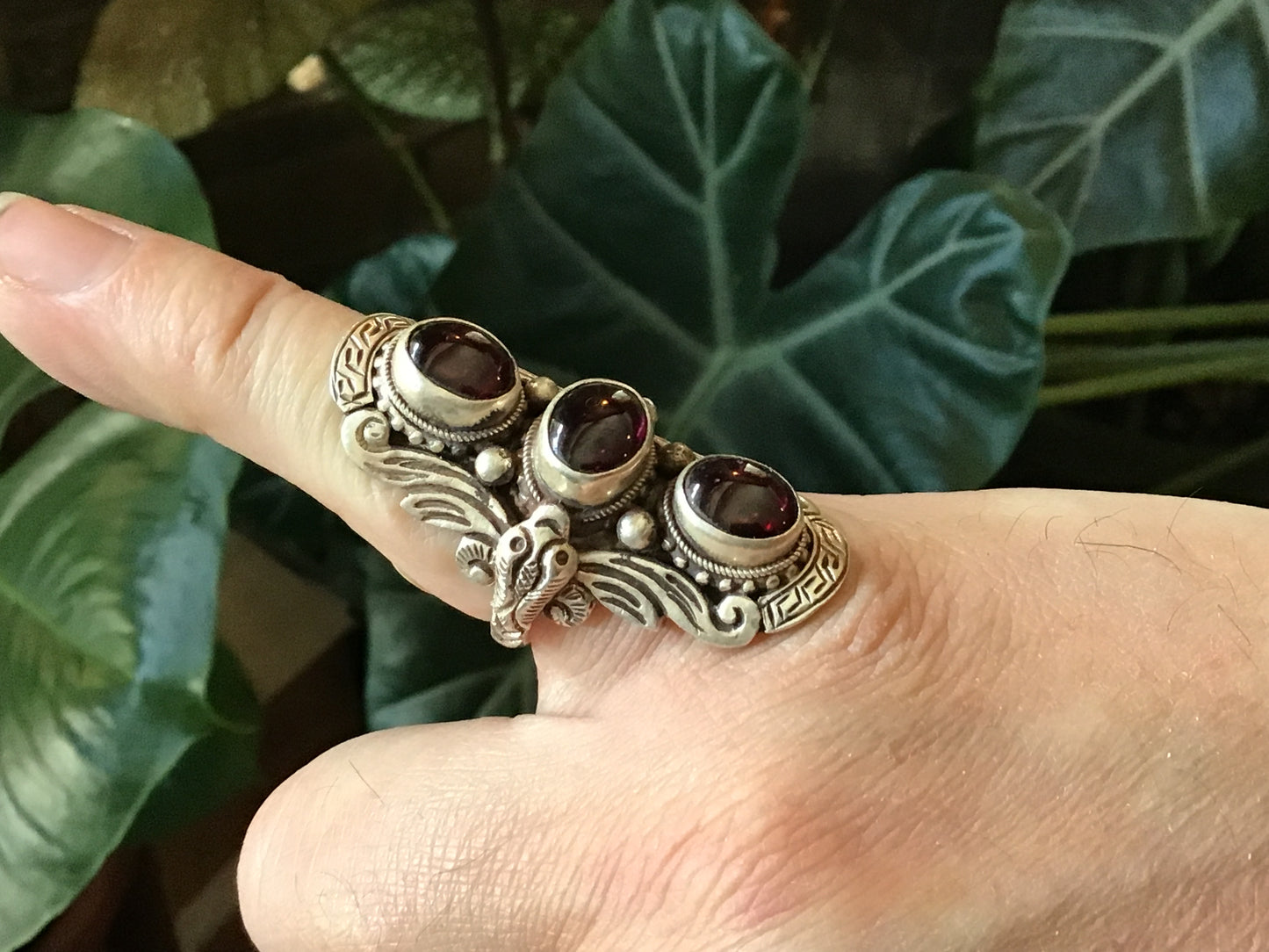 Amethyst Tibetan Ring 3 Gems