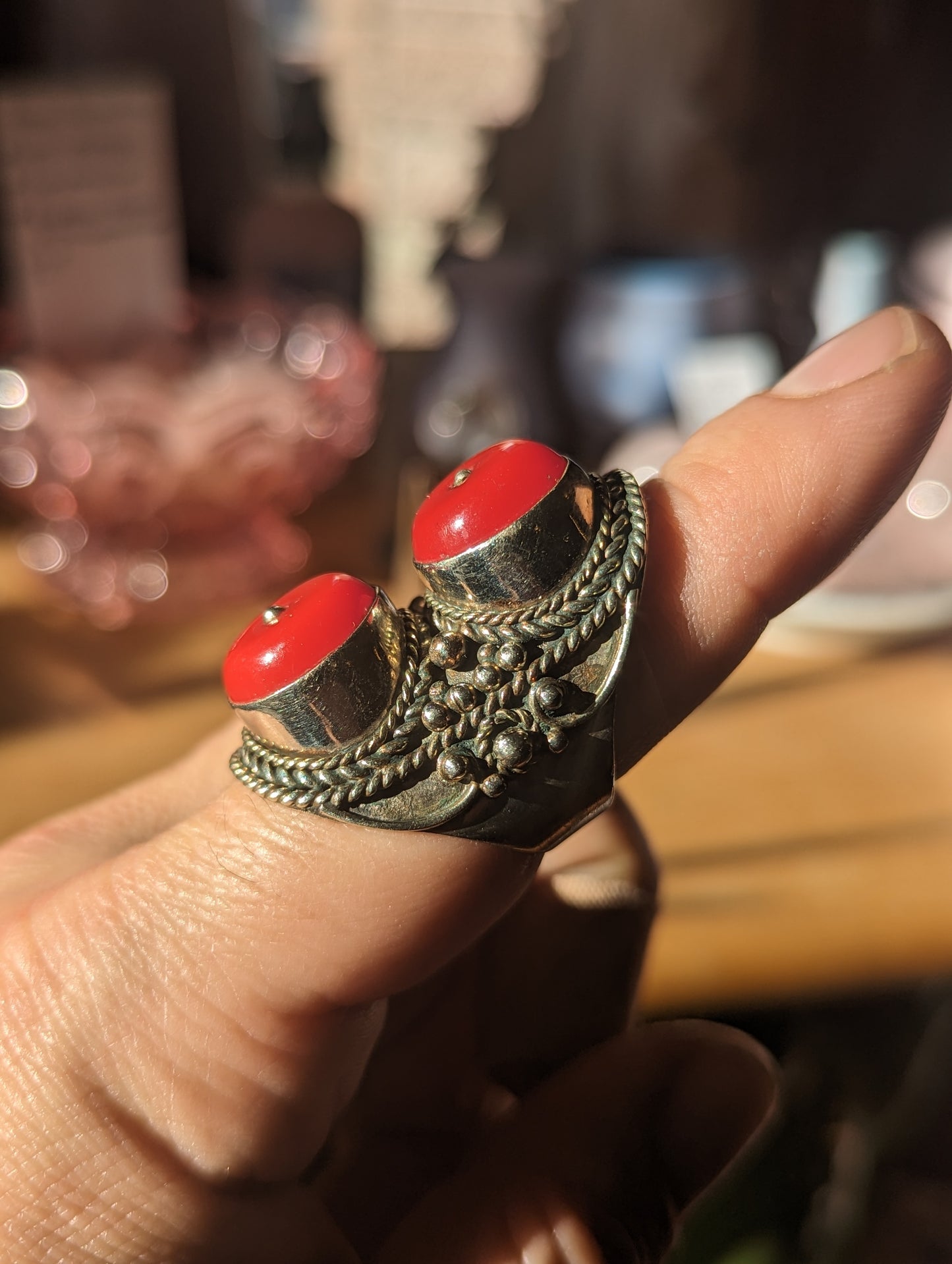 Coral Tibetan Ring