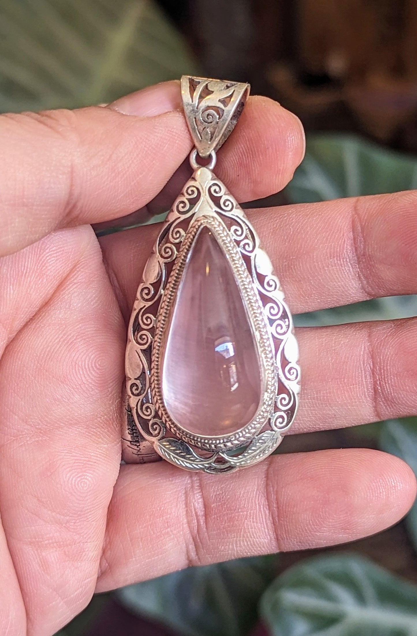 Rose Quartz Tibetan Pendant