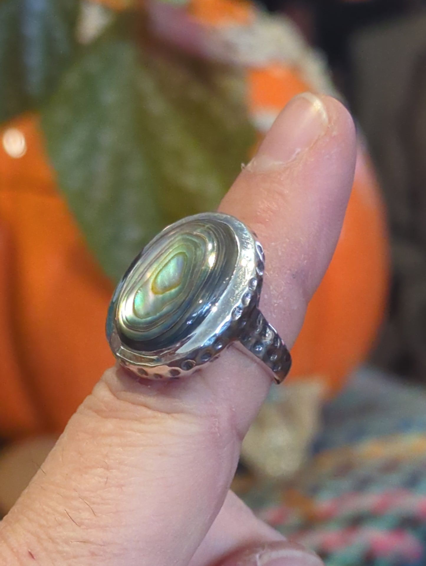 Abalone Silver Ring sz 6