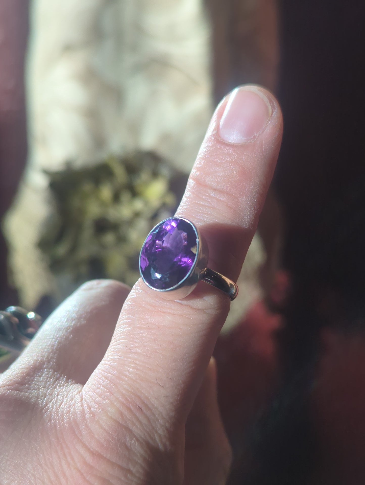 Amethyst Silver Ring sz 8.75