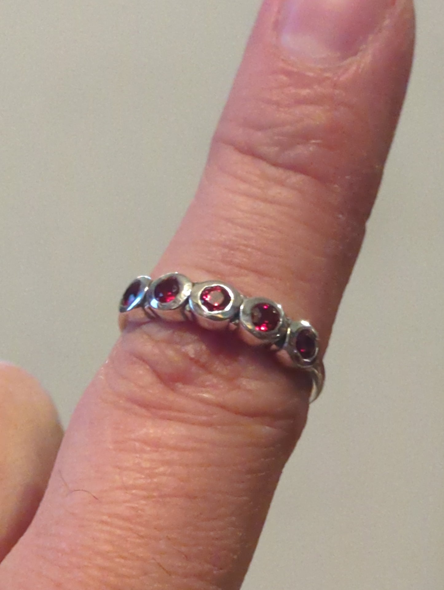 Garnet Silver Ring sz 9