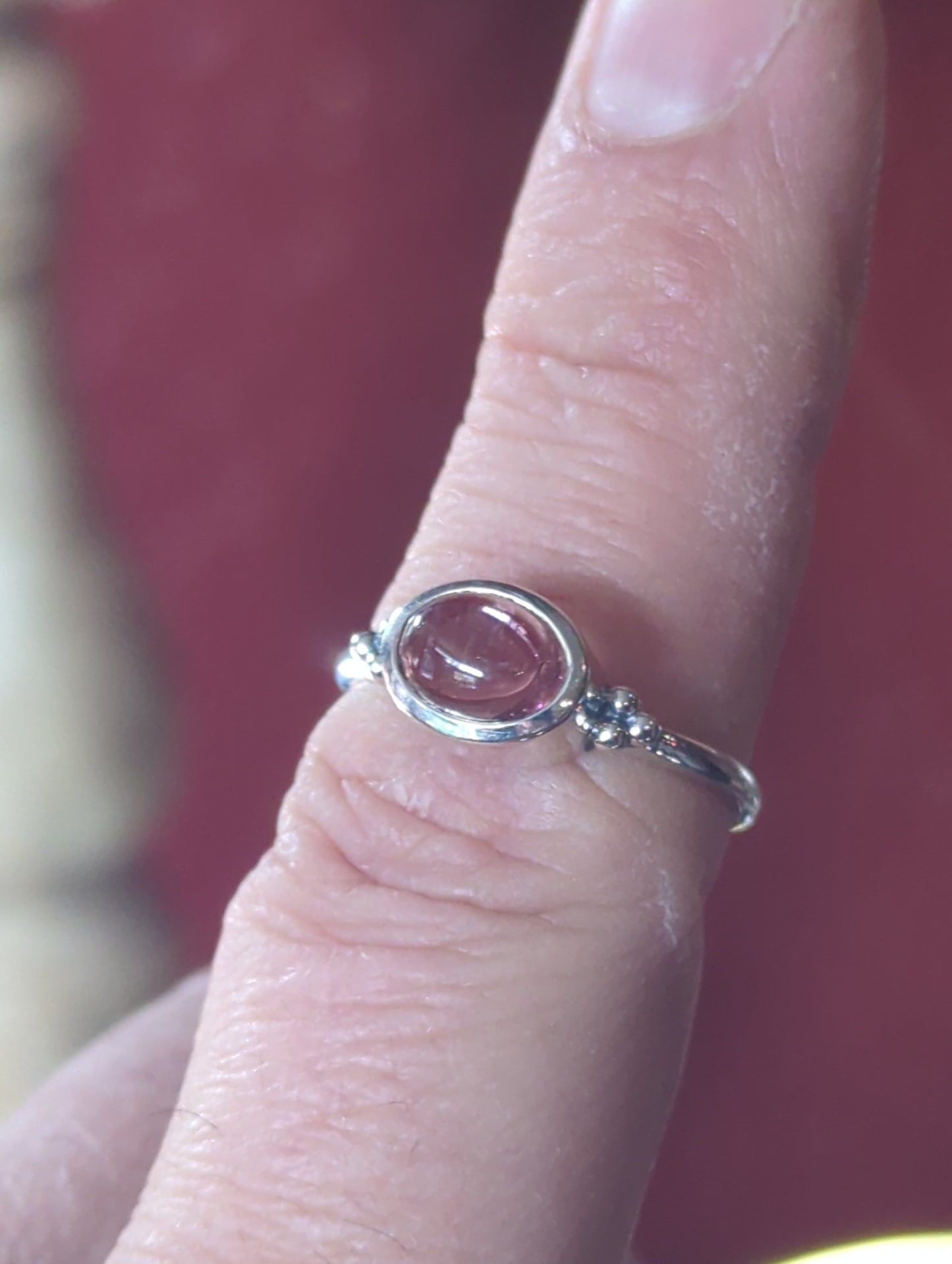 Pink Tourmaline Silver Ring sz 8