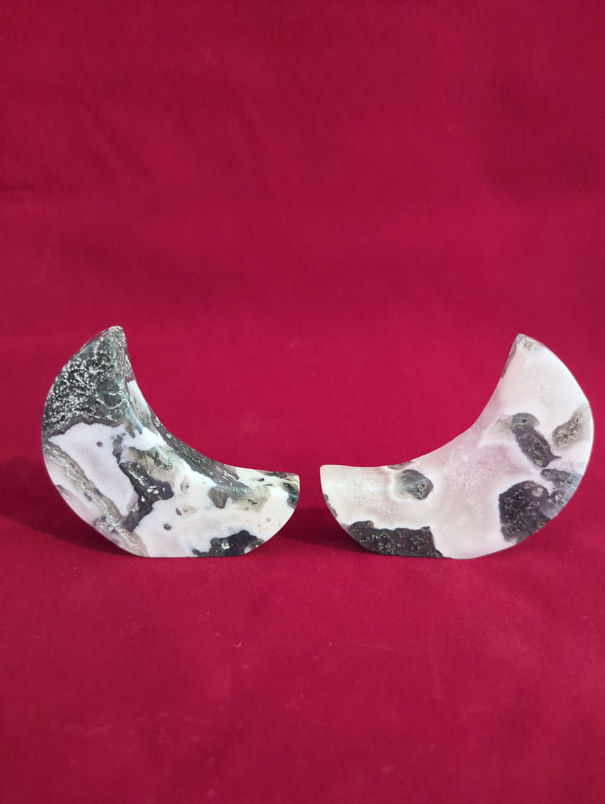 Moss Agate Crescent Moon