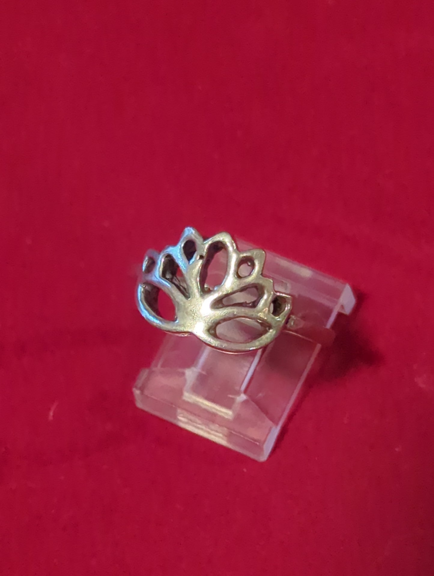 Silver Lotus Ring sz 9