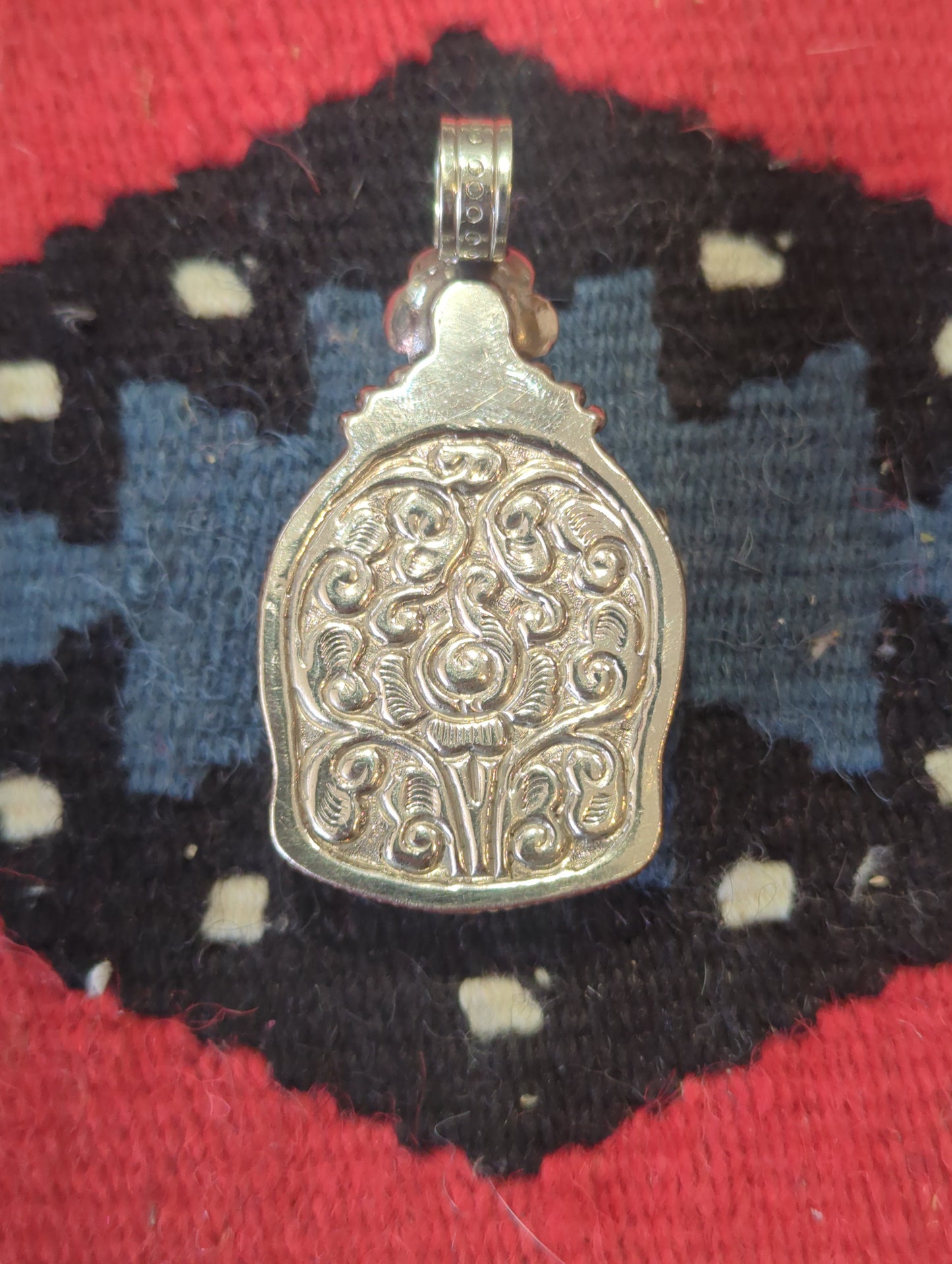 Carved Labradorite Buddha Silver Pendant