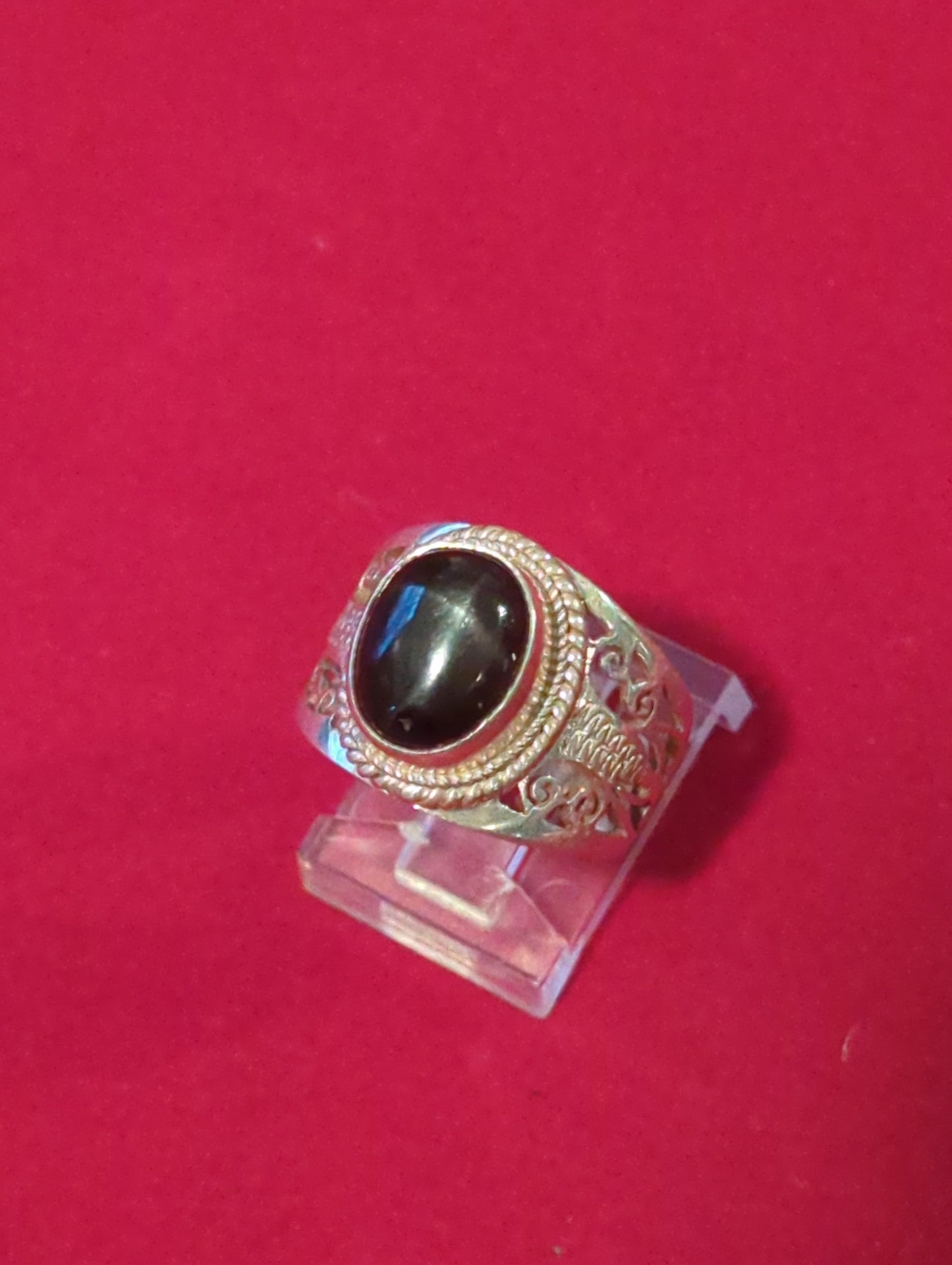 Black Star Diopside Silver Ring sz 7.5
