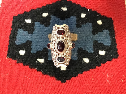 Garnet Tibetan Ring Sz10