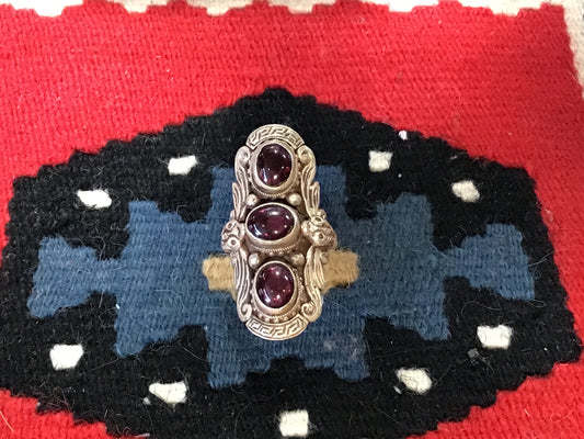 Amethyst Tibetan Ring 3 Gems
