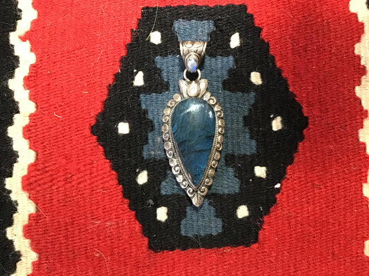 Tibetan Labradorite & Rainbow Moonstone Pendant