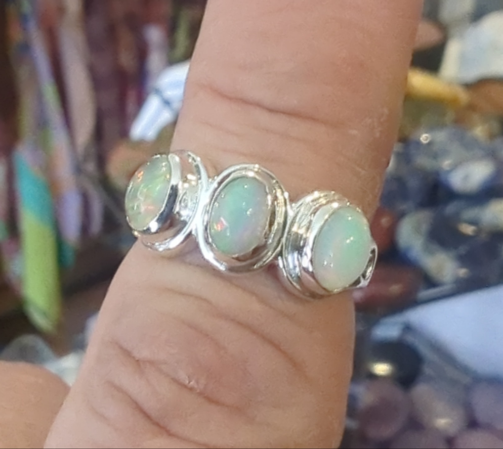 Opal Silver Ring sz 6