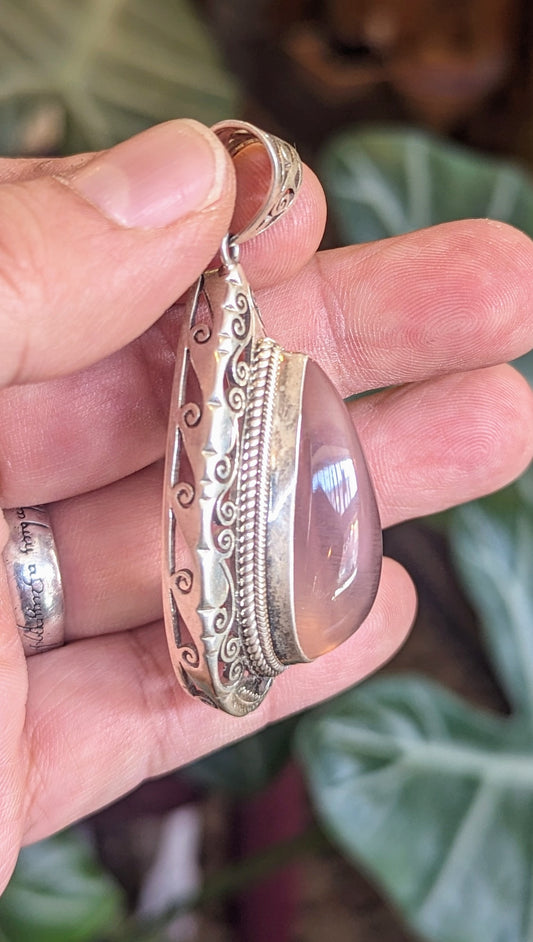 Rose Quartz Tibetan Pendant