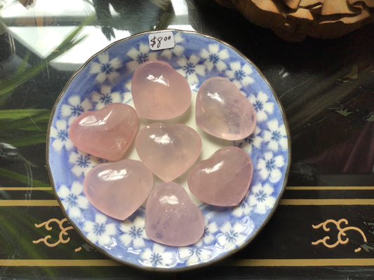 Rose Quartz Hearts $8