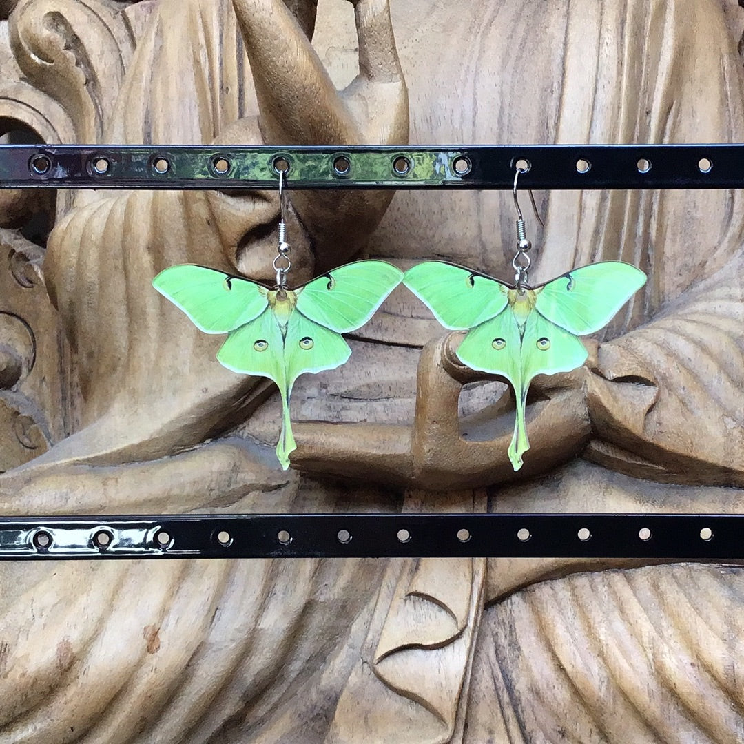 Green Luna Moth Earrings