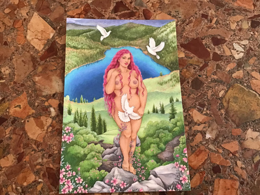 Aphrodite Overlooking Castle Lake Postcard