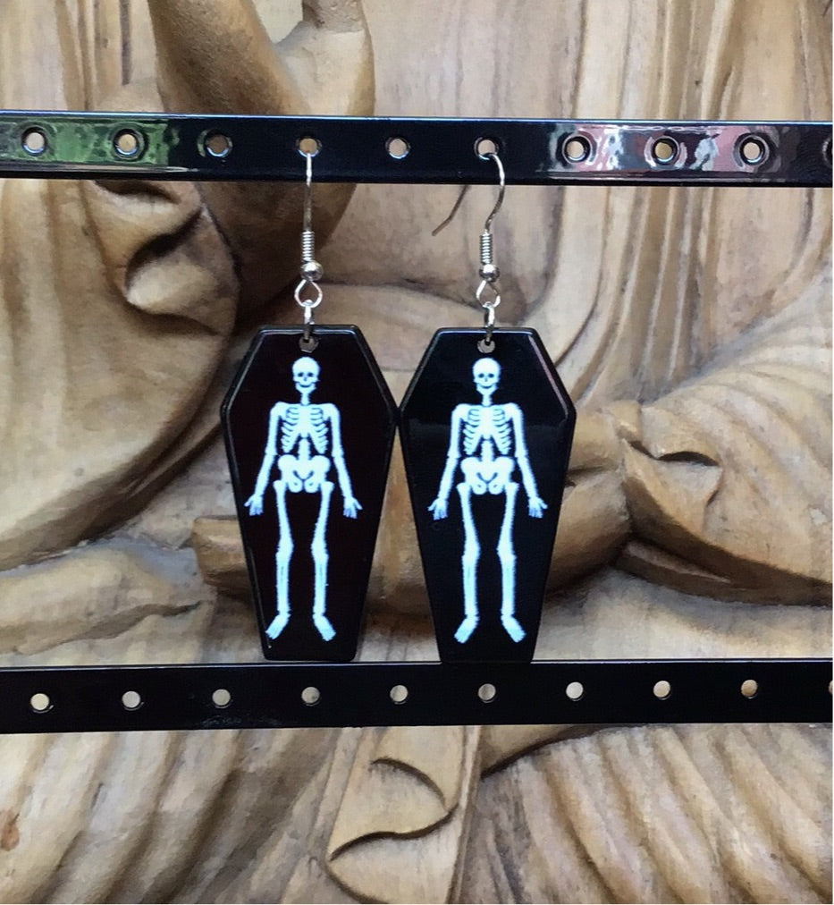 Skeleton Coffin Earrings