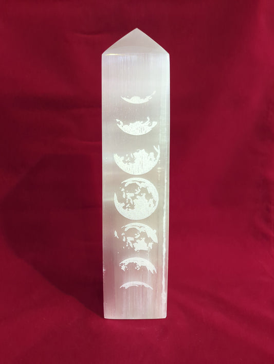 Moon Phase Selenite Tower