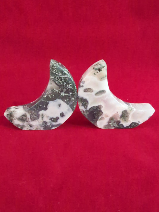 Moss Agate Crescent Moon