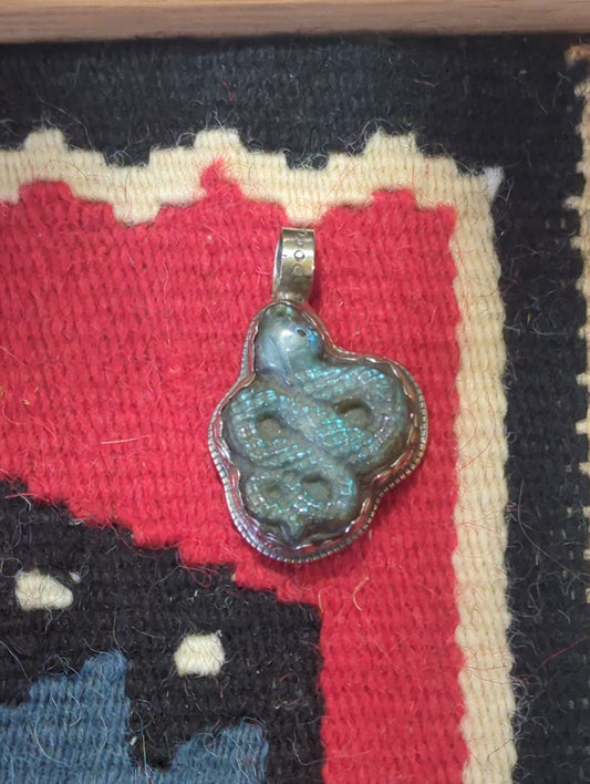 Carved Labradorite Snake Pendant